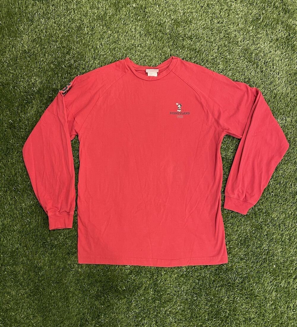 Disneyland Resort Long Sleeve Shirt Mens L Red Mickey Mouse 1955 Raglan DL